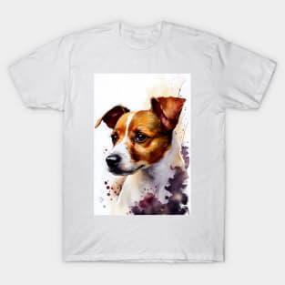 Jack Russell Terrier Watercolor Portrait T-Shirt